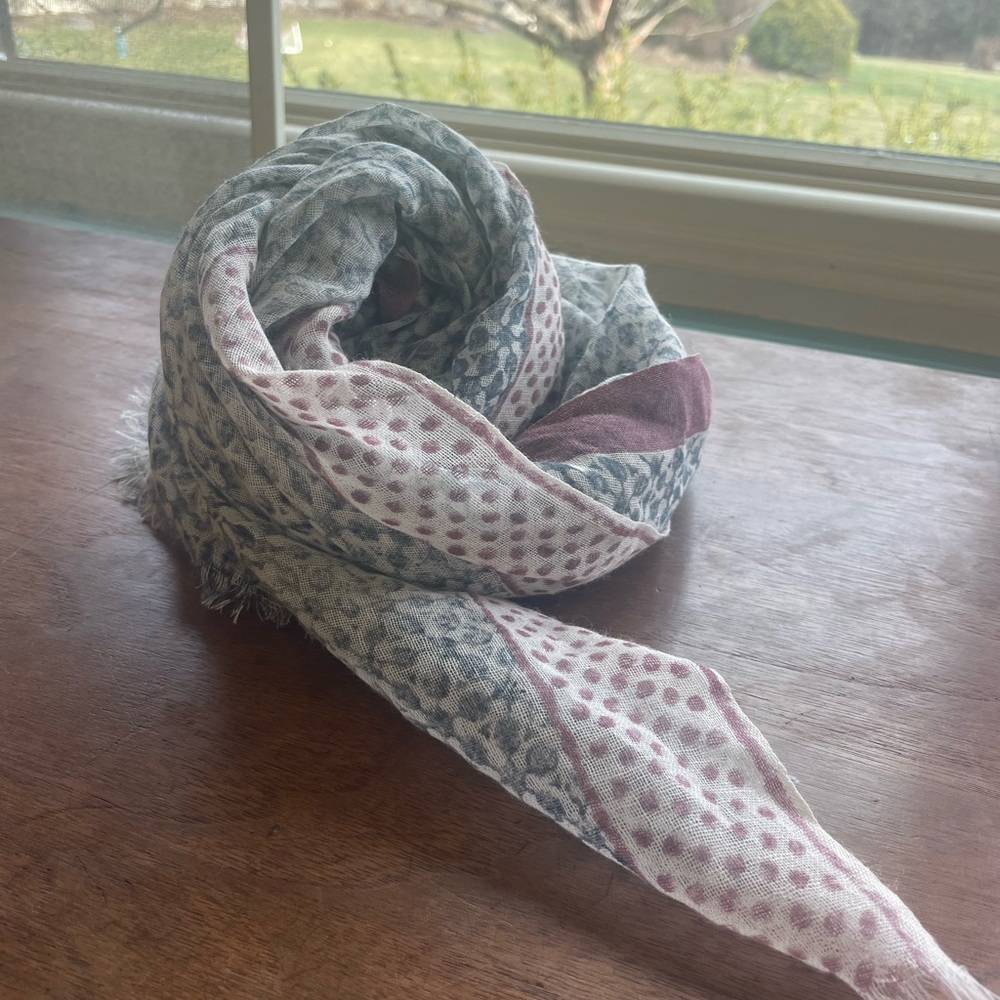 Wool Italian made scarf shawl block hand printed